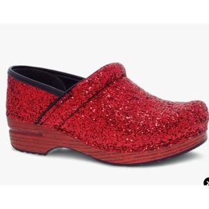Dansko Red GLITTER Clogs sz 38